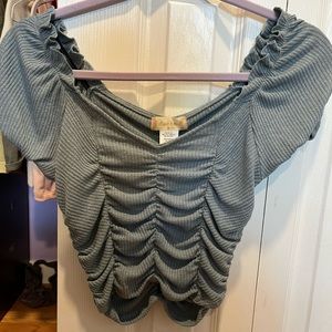 Blue, altrd state ruched shirt, size small